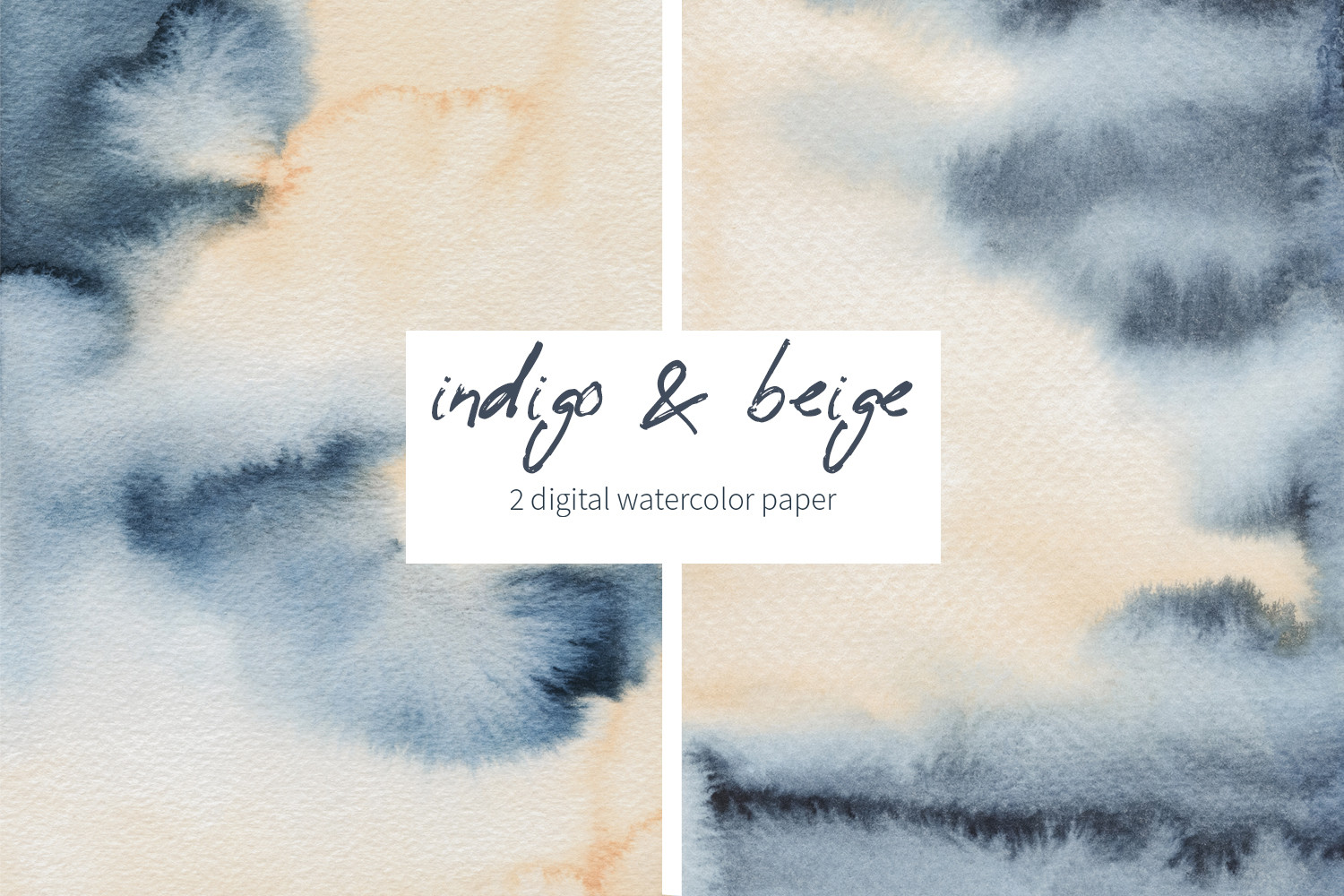 Indigo Beige Watercolor Abstract Texture