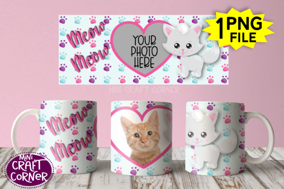 Sublimation Cat Mug Template Graphics