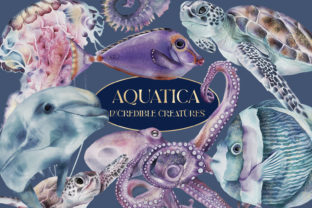 Underwater Creatures Watercolor and Gold