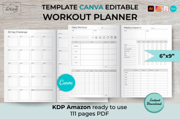 CANVA Workout Planner - Fitness Logbook