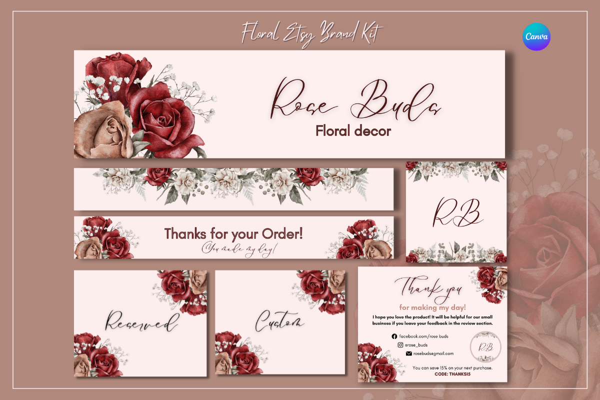 Floral Etsy Shop Brand Kit Templates Graphic by designogenie · Creative ...