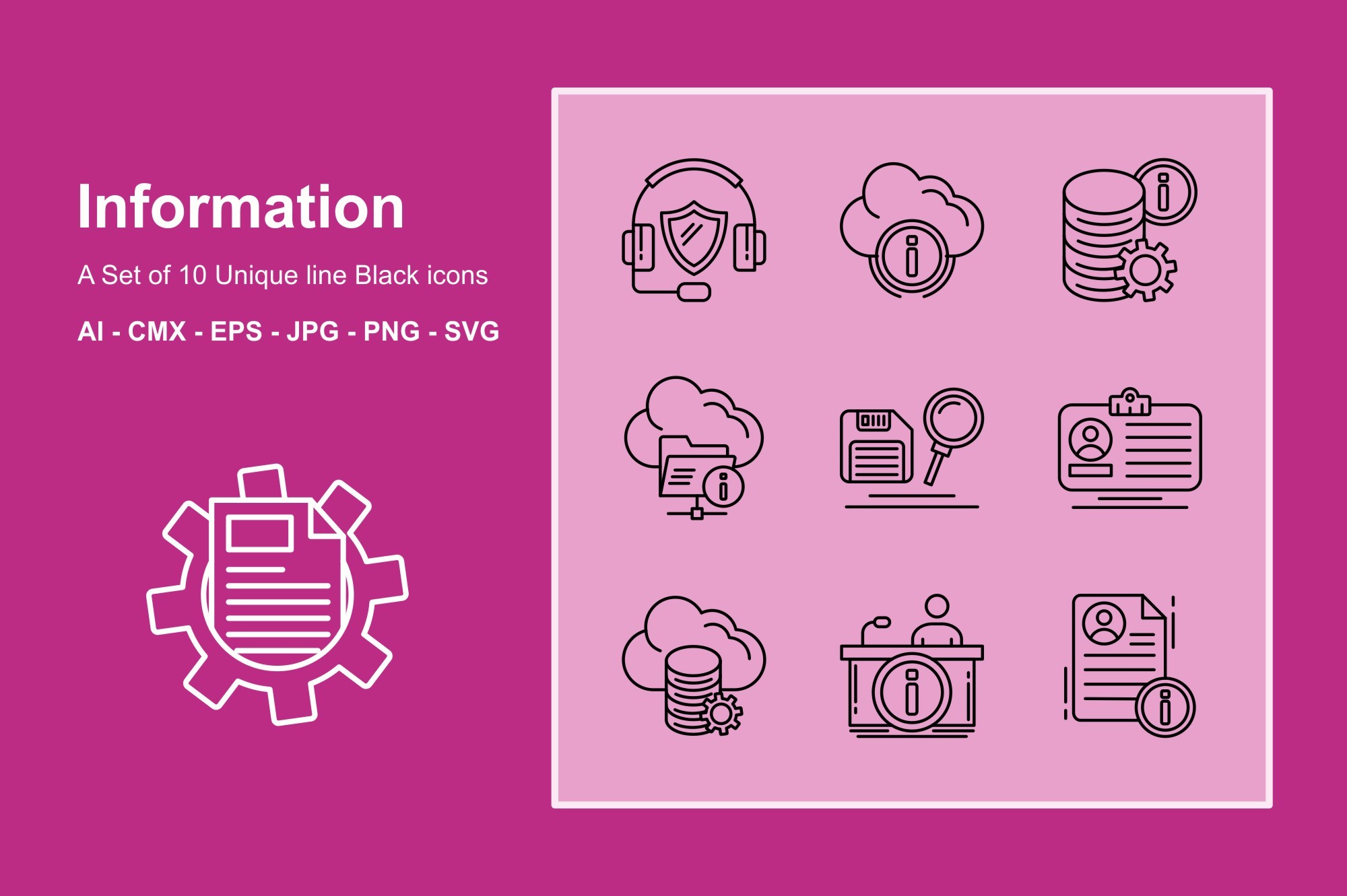 Information Line Black Icon Set Graphic by JM Graphics · Creative Fabrica