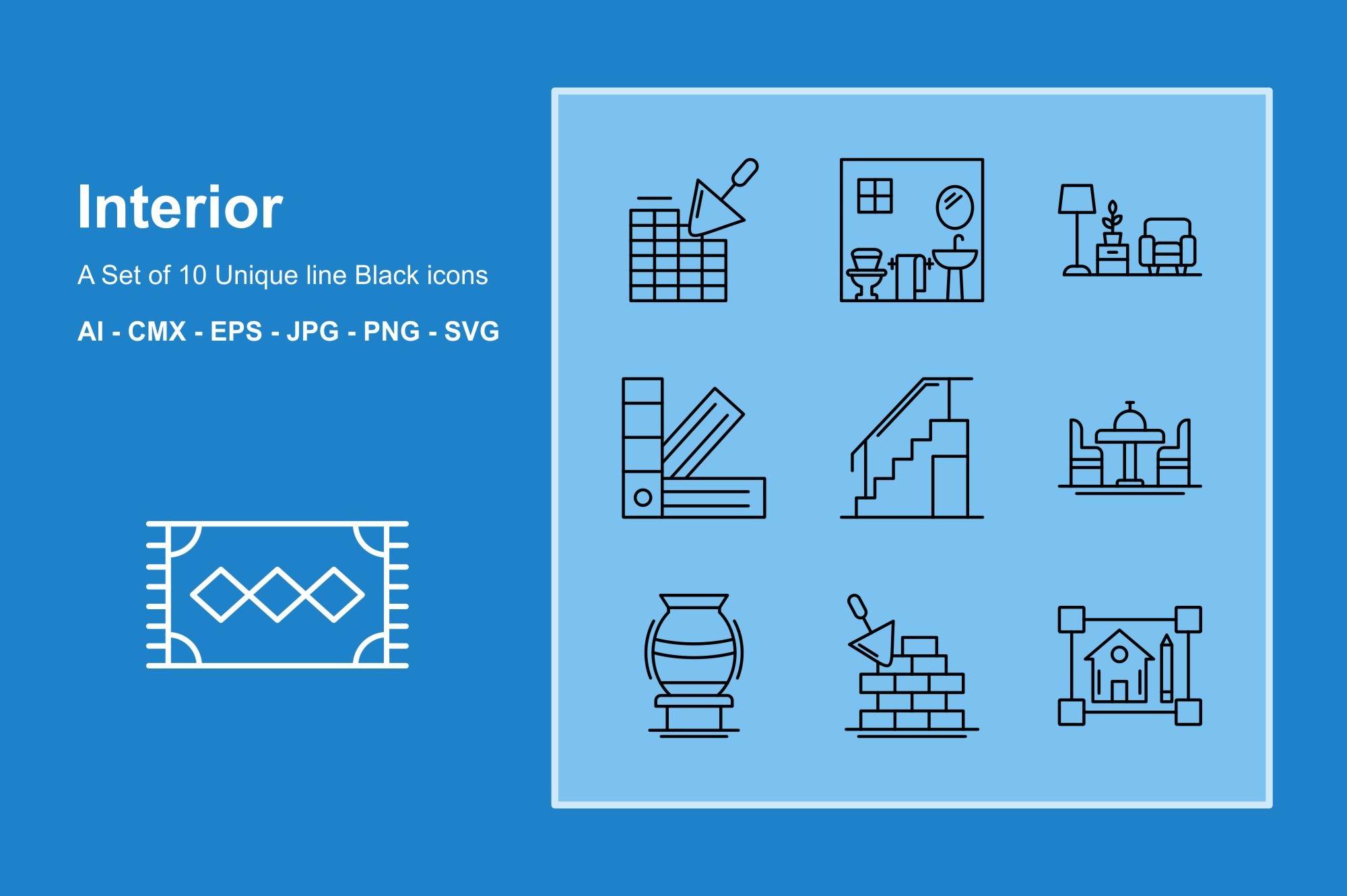 Interior Line Black Icon Set Graphic by JM Graphics · Creative Fabrica