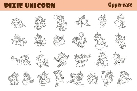 Pixie Unicorn Font PNG with transparent background - Preview 2