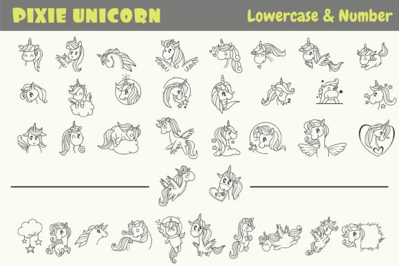 Pixie Unicorn Font PNG with transparent background - Preview 3