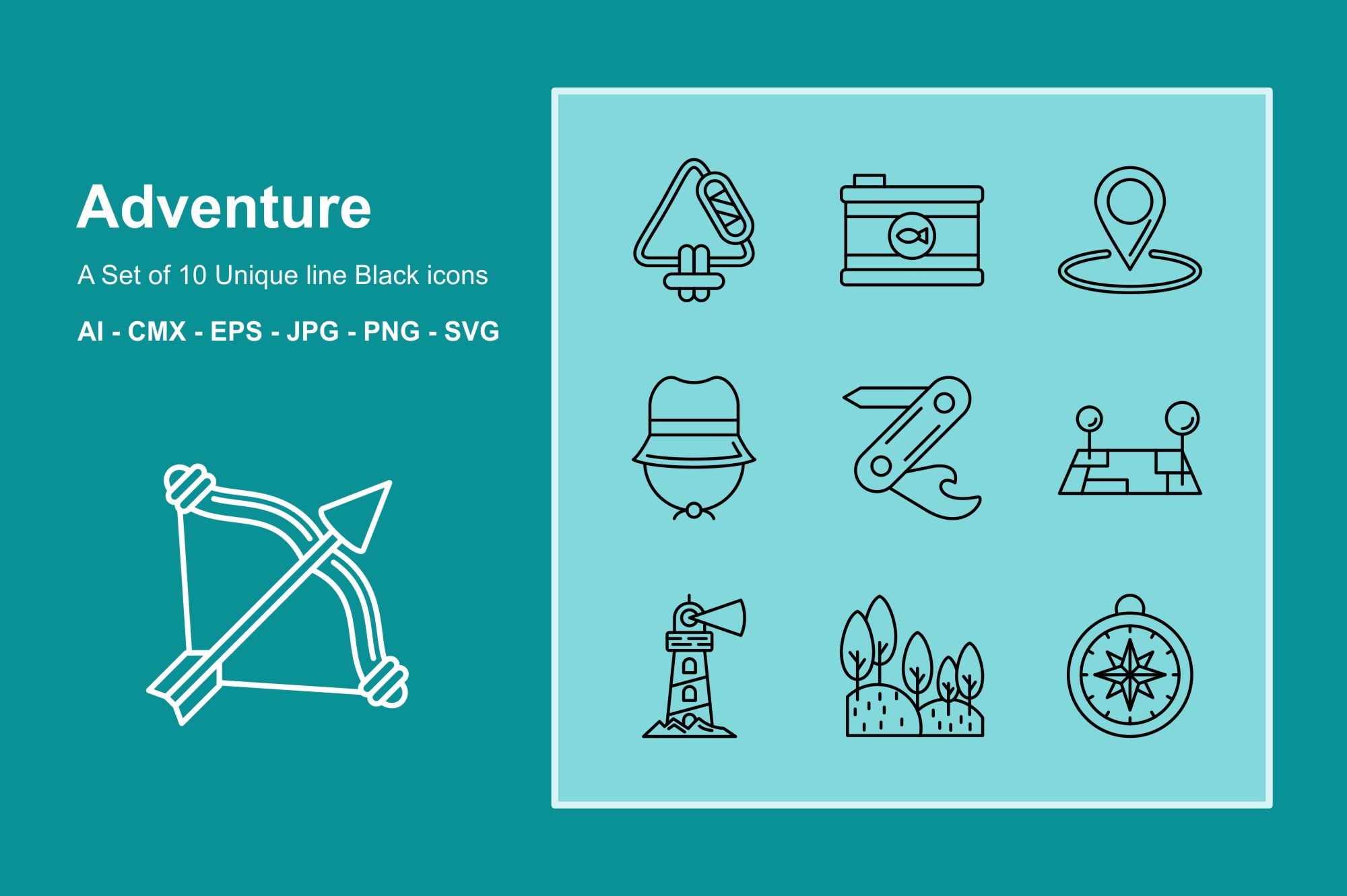 Adventure Line Black Icon Set Graphic by JM Graphics · Creative Fabrica