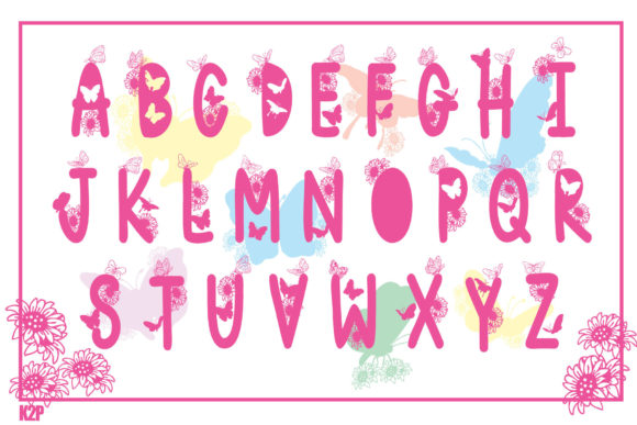 Butterfly and Sunflower Font PNG with transparent background - Preview 1