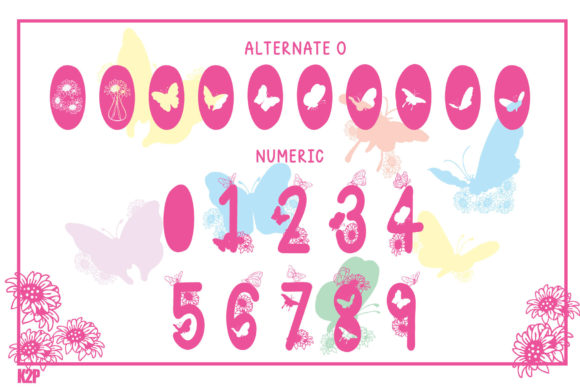 Butterfly and Sunflower Font PNG with transparent background - Preview 2