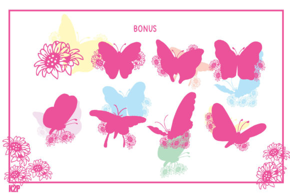 Butterfly and Sunflower Font PNG with transparent background - Preview 3