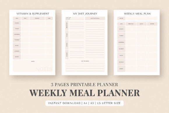 Meal Prep Printable | A4 & A5 | US