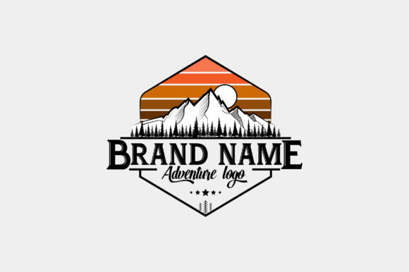 Mountain Badge Retro Logo Vector