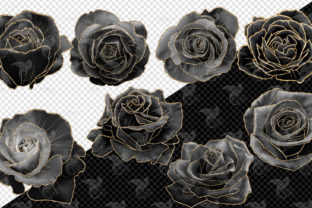 Black and Gold Glam Roses Graphic by Digital Curio · Creative Fabrica