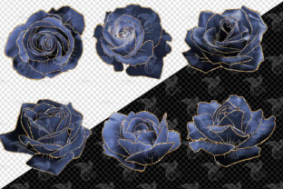 Navy and Gold Glam Roses Clipart Graphic by Digital Curio · Creative ...
