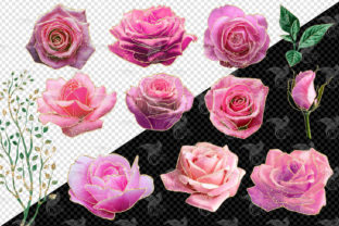 Pink and Gold Glam Rose Clipart Graphic by Digital Curio · Creative Fabrica