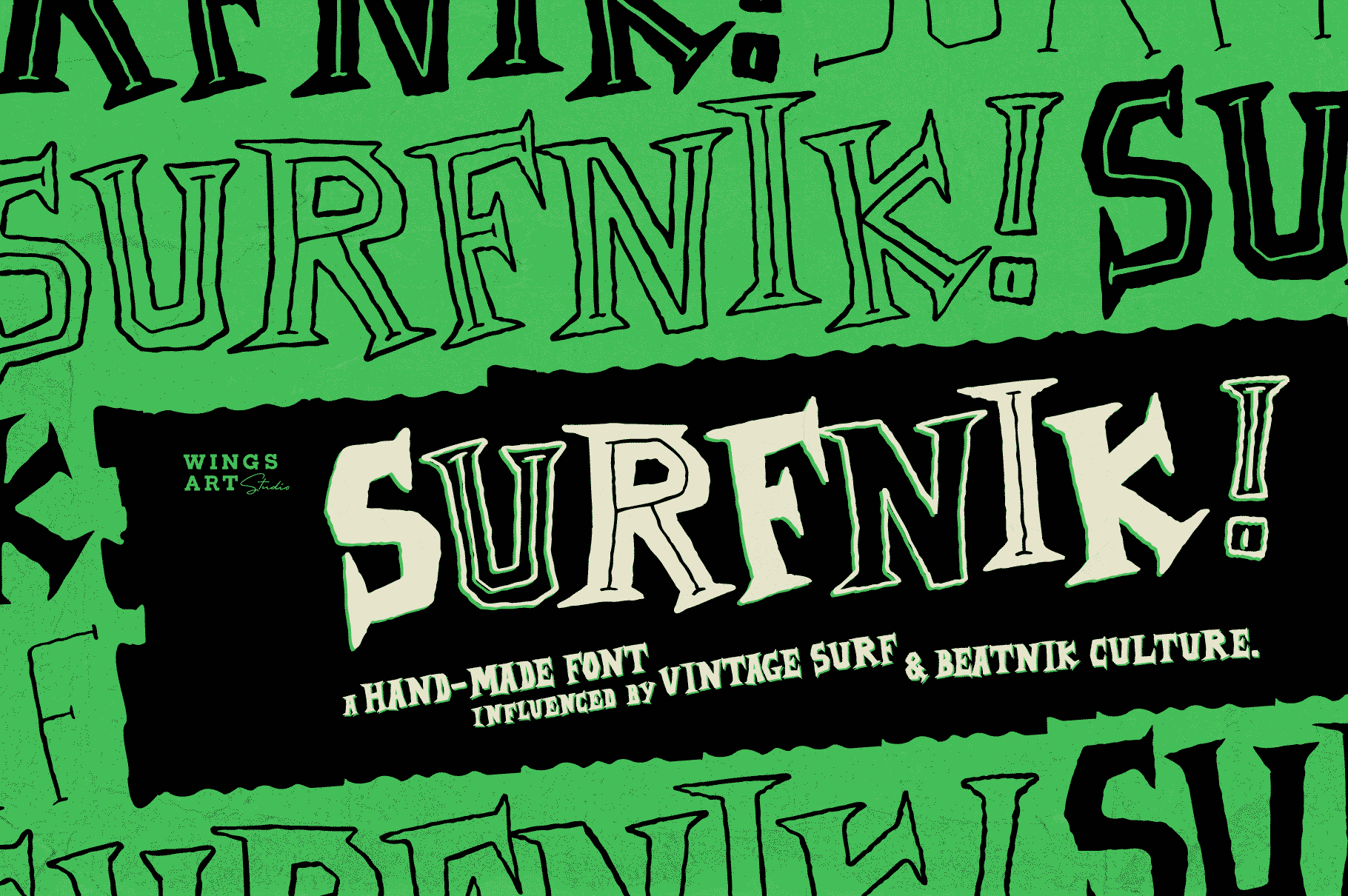 Surfnik preview: hand-drawn 50s and 60s surf font