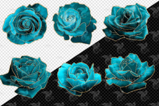 Teal and Gold Glam Roses Clipart Graphic by Digital Curio · Creative ...