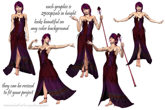 Fantasy Elf in Purple Red Dress Graphics Graphic by Designing with Marlo   Creative Fabrica
