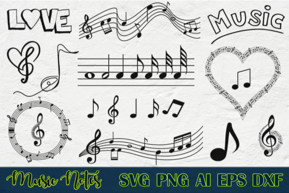 Music Notes Silhouette Bundles, Note SVG