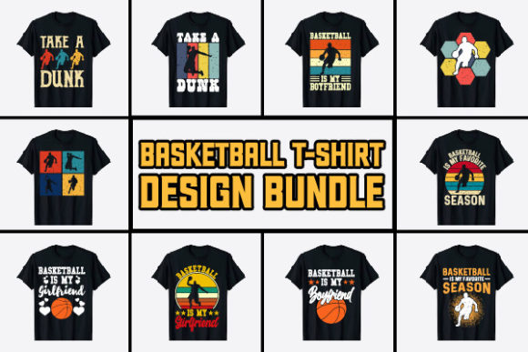Vintage Basketball T-shirt Design Bundle
