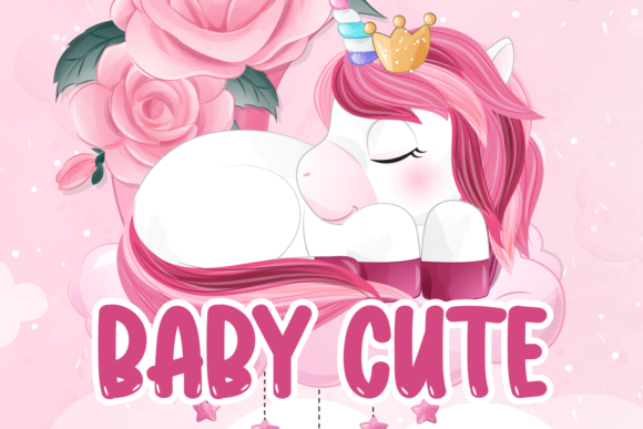 Chibi Unicorn Font PNG with transparent background - Preview 1