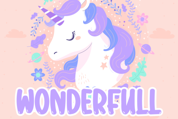 Chibi Unicorn Font PNG with transparent background - Preview 2