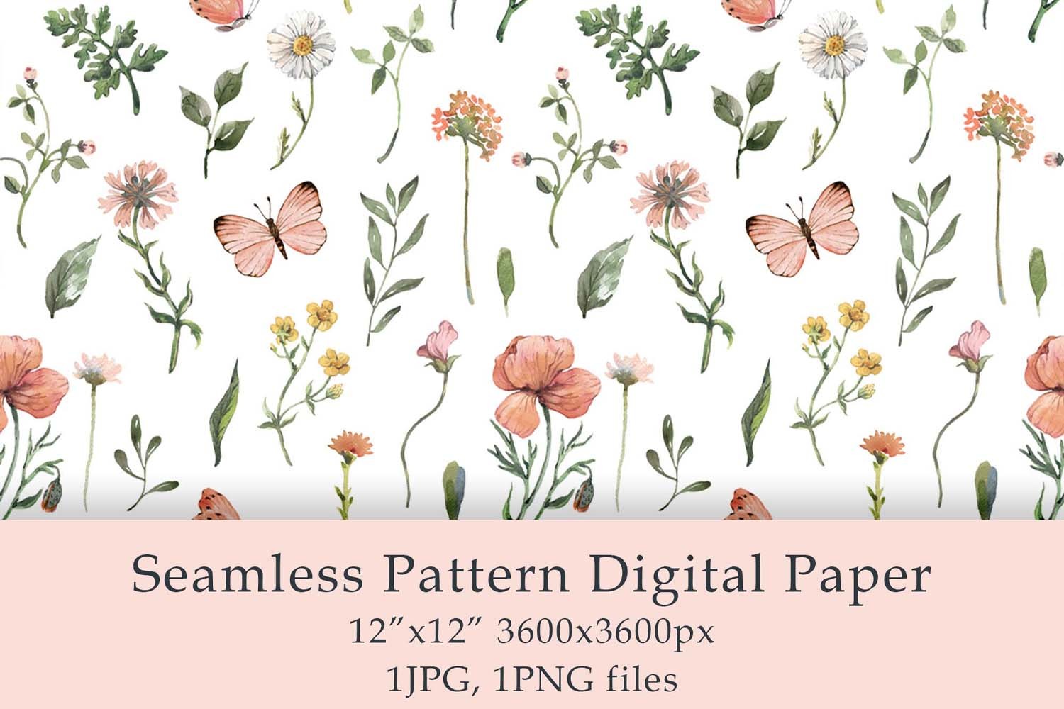 Watercolor Wildflowers Seamless Pattern Graphic by JuliaZnamClipart ...