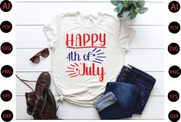 Happy 4th of July Svg Design Graphic Crafts By Top Prints Tee