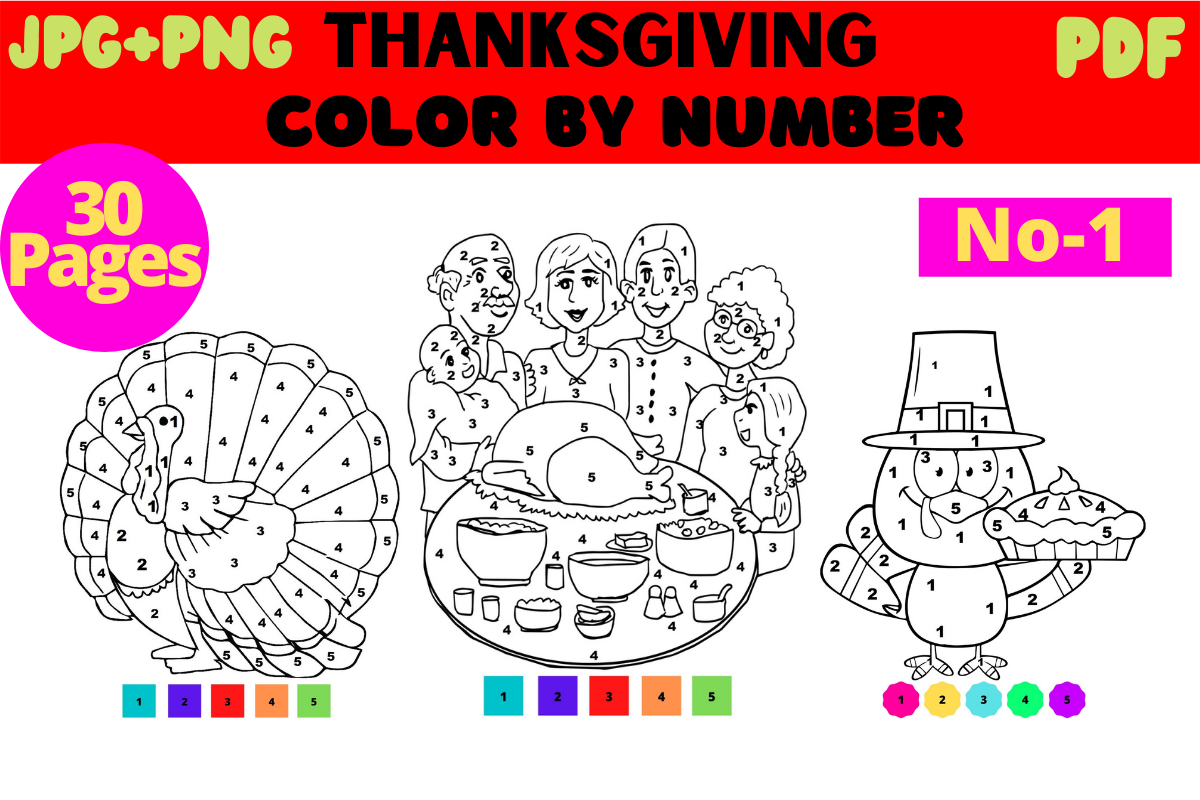 Thanksgiving Color by Number Pages cover