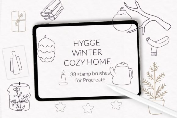 Hygge Winter Cozy Home Stamps Graphics