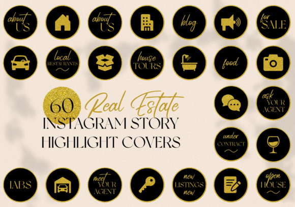 Black & Gold Real Estate Instagram Highlight Kit