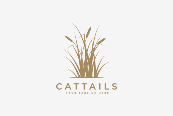 Cattail Grass Logo Vector Illustration