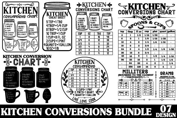 Kitchen Conversions Chart Svg Bundle
