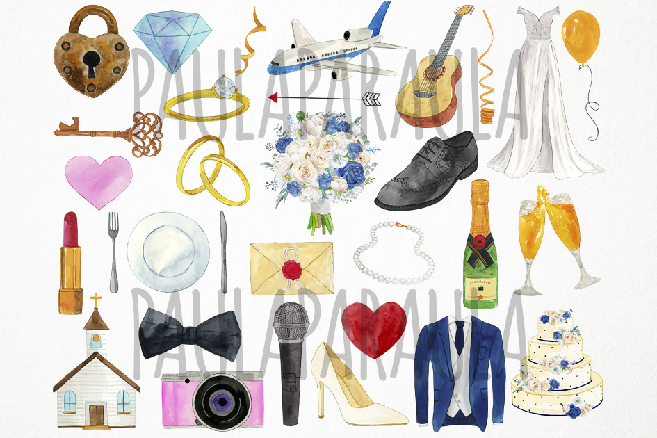 Watercolor Wedding Clipart, Marriage - photo 2