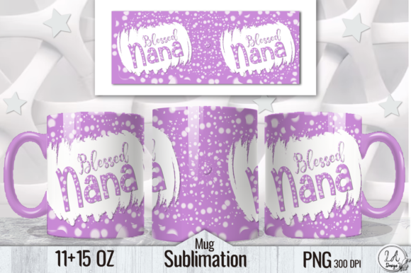 Blessed Nana Mug Wrap Design Purple Mug Graphics