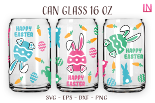 Bunny Happy Easter 16 Oz Can Glass Wrap Graphic by Lookhnam · Creative ...