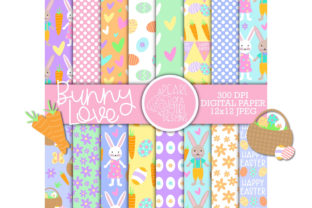 Bunny Love Digital Paper Graphic by apearlofagirldesigns · Creative Fabrica
