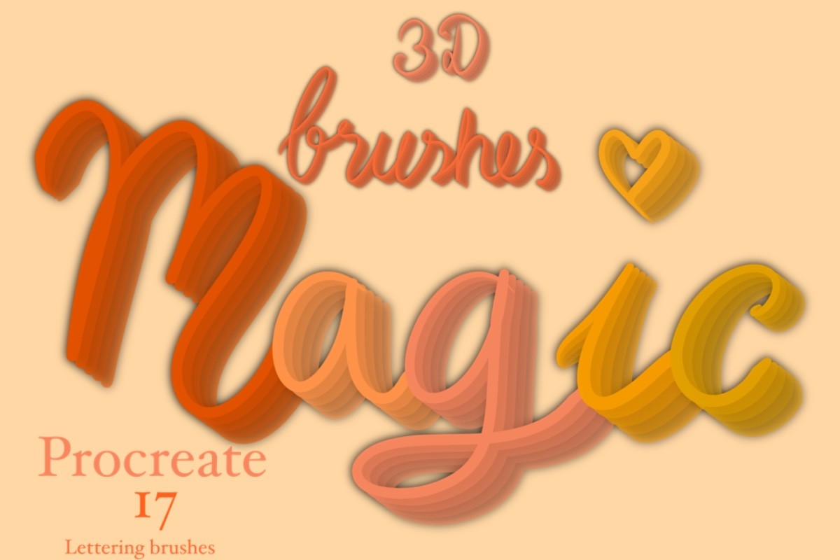 Procreate 3D Lettering Brushes Graphic by ResipaintDesign · Creative ...