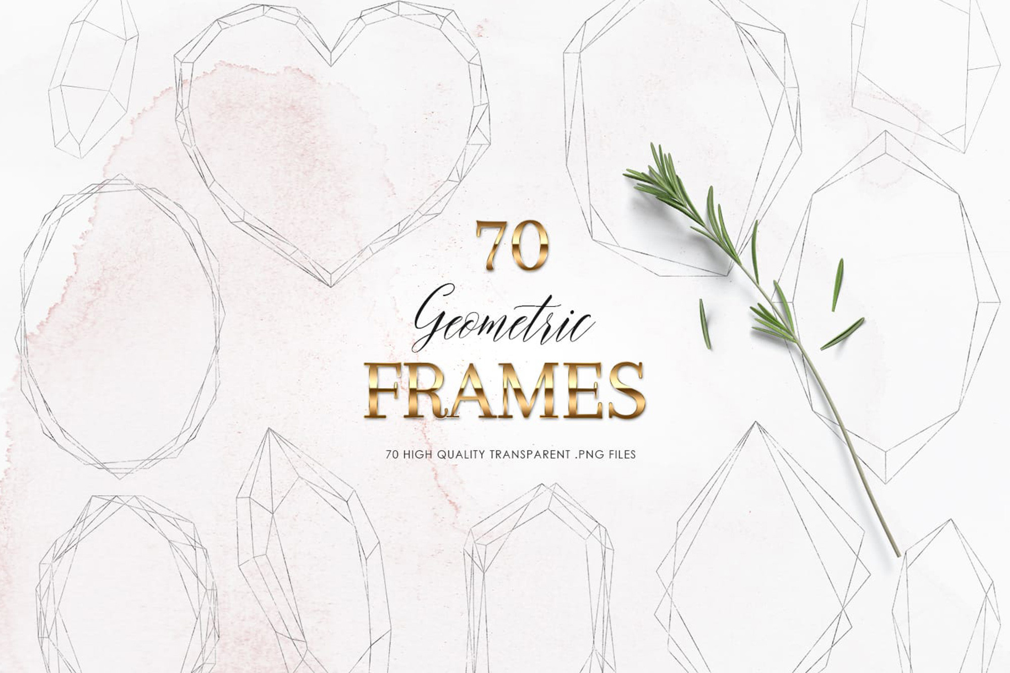 Silver Crystal Frames, Geometric Frames Graphic by CutePix · Creative ...