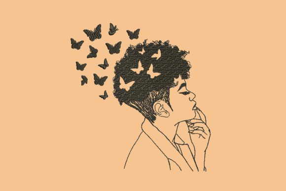 Afro Black Woman Butterfly