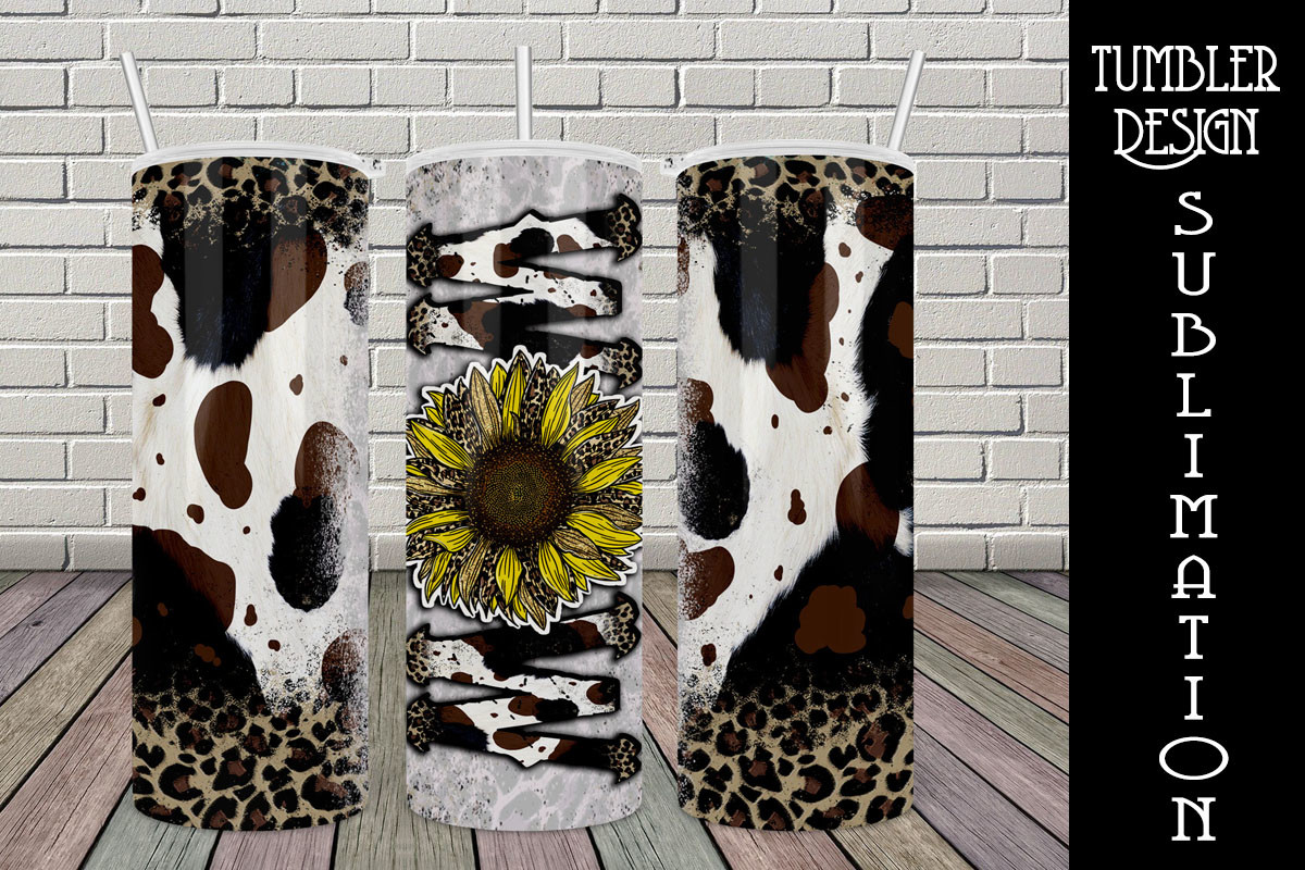Mom Cowhide Sunflower Tumbler Design Graphic by Digital Creative Art ...