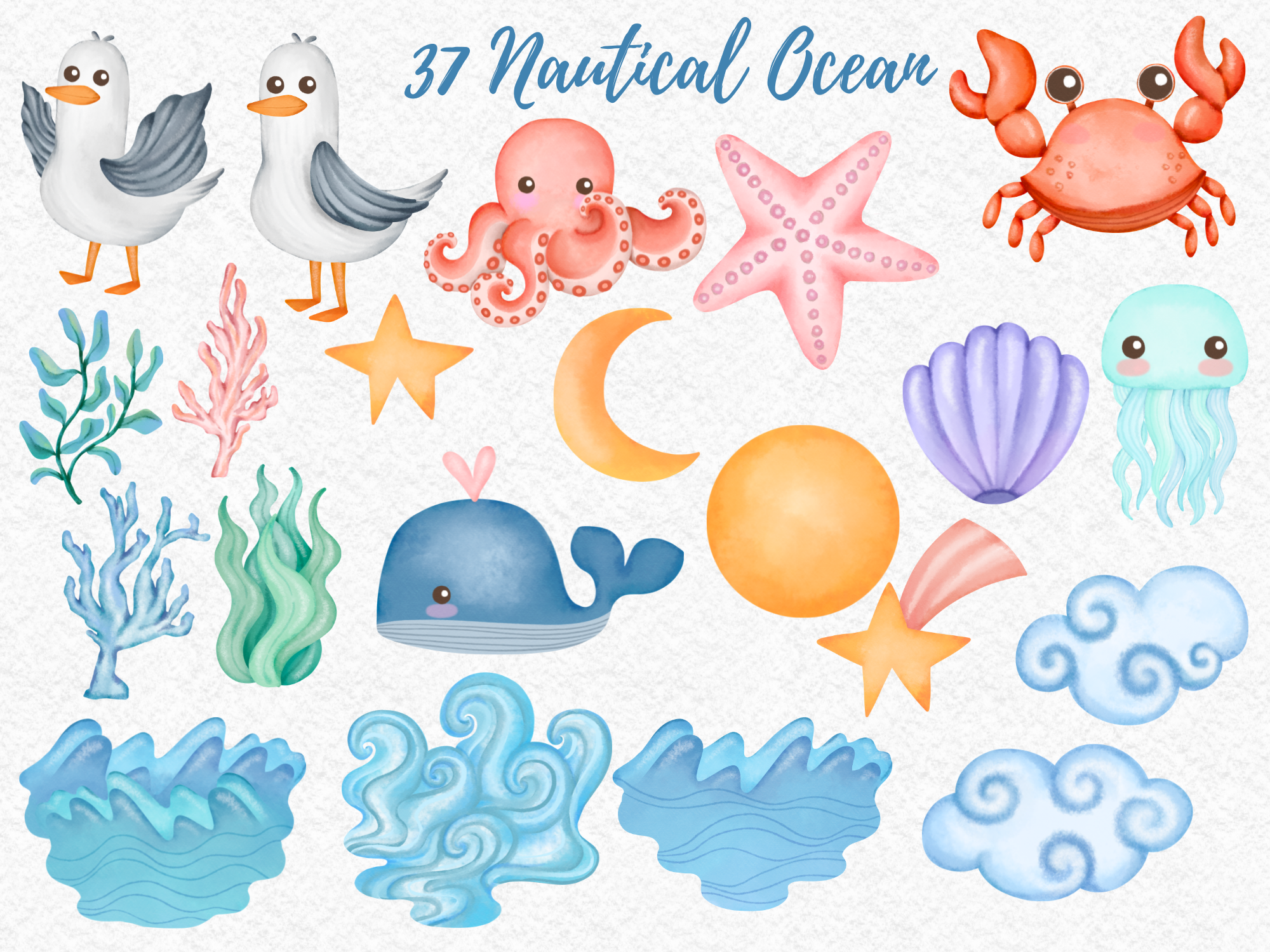 Nautical Ocean Elements Watercolor - photo 3