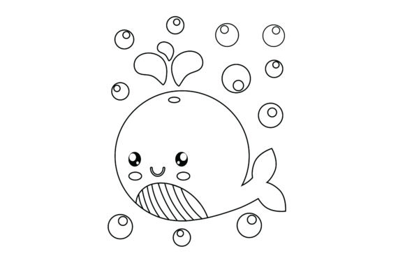 Kawaii Whale Coloring Page