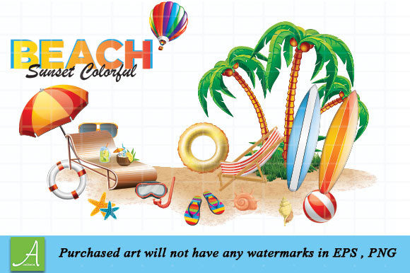 Beach Design Elements Set Graphic Crafts By Aomarmom