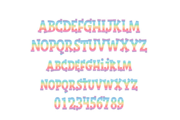 Rainbow Pastel Font PNG with transparent background - Preview 1