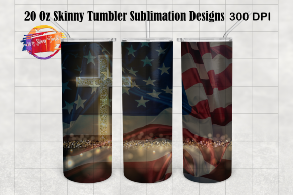 USA Flag Cross Jesus 20oz Tumbler Wrap