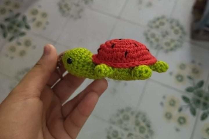 Watermelon Turtle Keychain