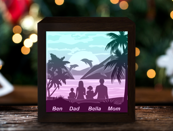 Dad and Son Papercut Light Box · Creative Fabrica