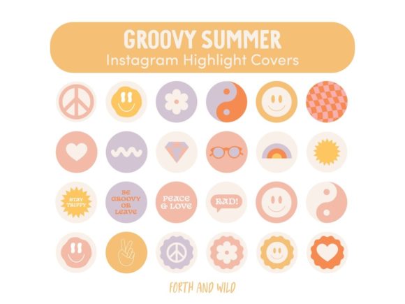 Groovy Summer Instagram Highlight Icons