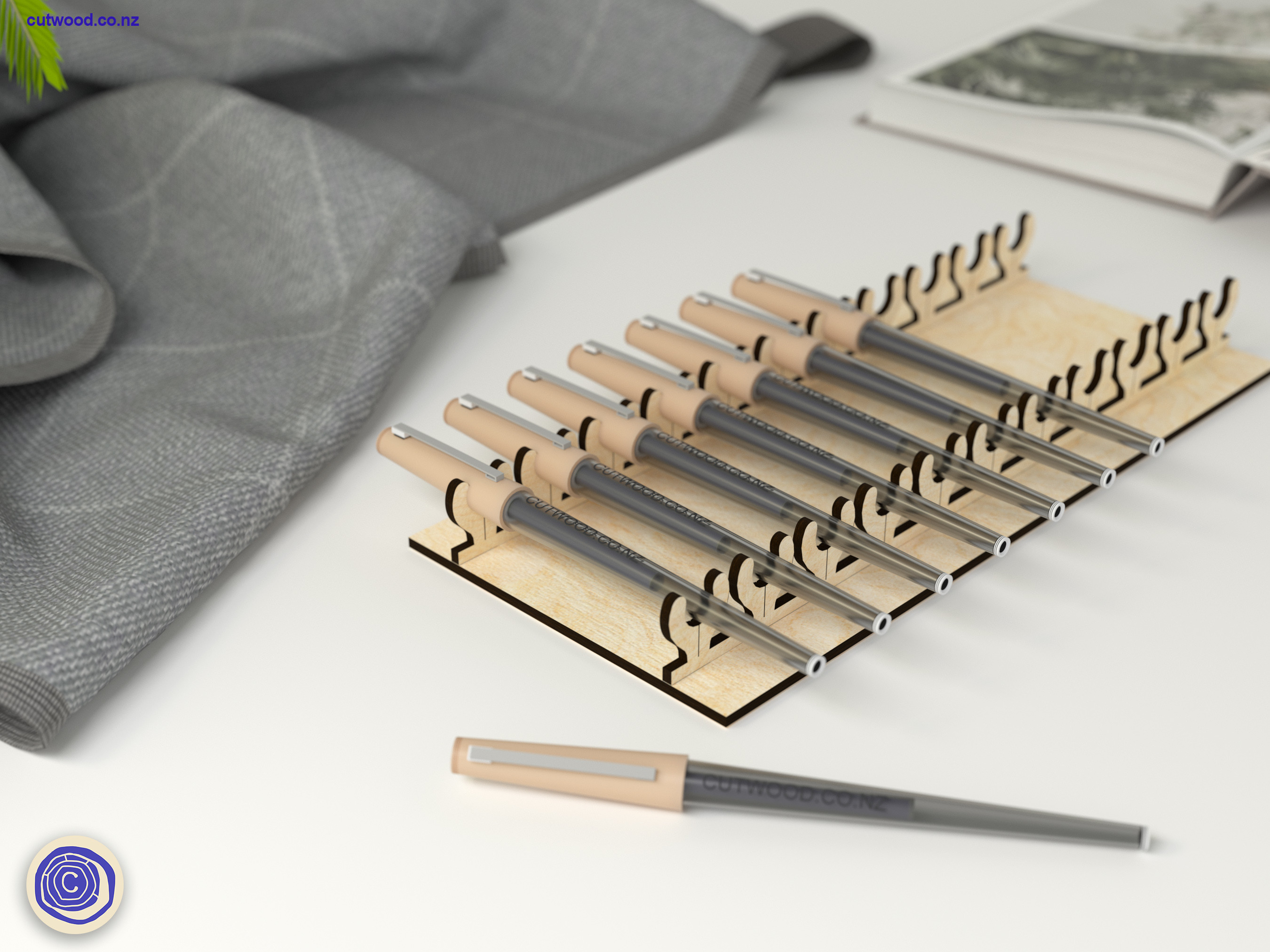 Pen engraving jig laser cut file holding pens