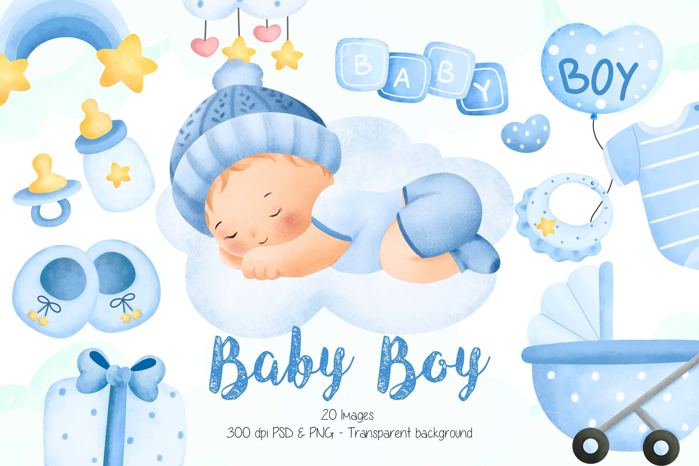 Watercolor Baby Boy Clipart - photo 1